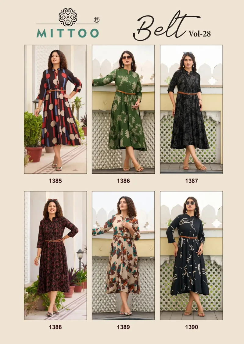 Belt Vol 28 By Mittoo Rayon Printed One Piece Collection 